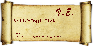 Villányi Elek névjegykártya